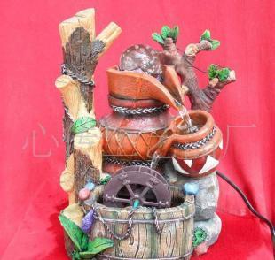 供應(yīng)廠家低價(jià)提供樹(shù)脂流水水車噴泉（帶水泵和玻璃球）- 工藝扇風(fēng)格禮品